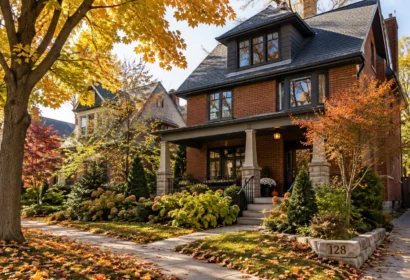 a nice brick house on a fall day somewhere in Ontario